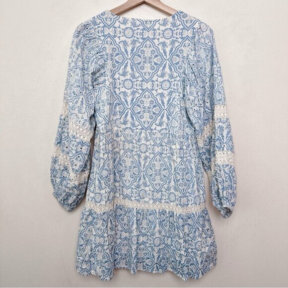 River Island Womens Xsmall Paisley Boho Slit Neck Long Sleeve Dress - Picture 14 of 14